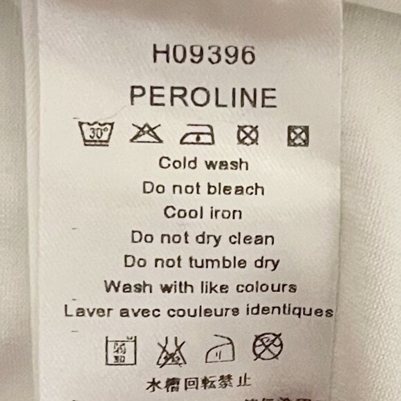 Anne Fontaine Size 4 White Faux Wrap 1/2 Sleeve Peroline Jersey Blouse - Picture 6 of 7